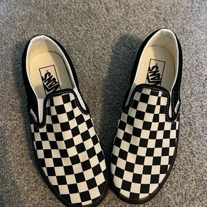 NEVER WORN Vans Black and White Checkerboard Slip-Ons